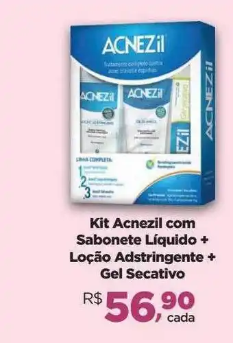 Kit acnezil com sabonete líquido + loção adstringente + gel secativo