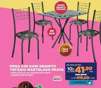 Móveis Simonetti Mesa 048 dani granito topázio martelado prata oferta