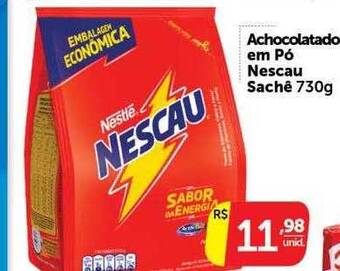 Achocolatado em pó nescau sachê