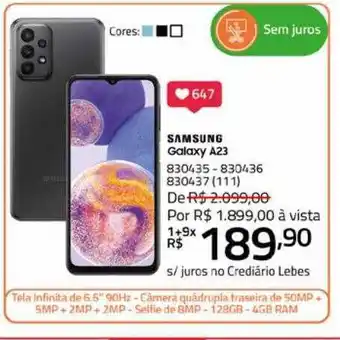 Lojas Lebes Samsung galaxy a23 oferta