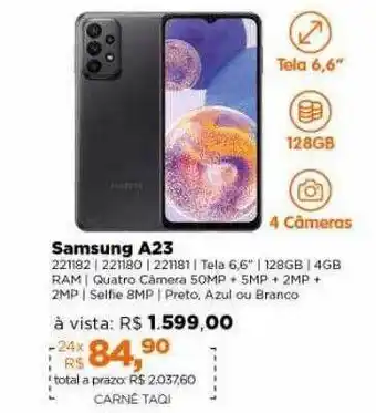Lojas TaQi Samsung a23 oferta