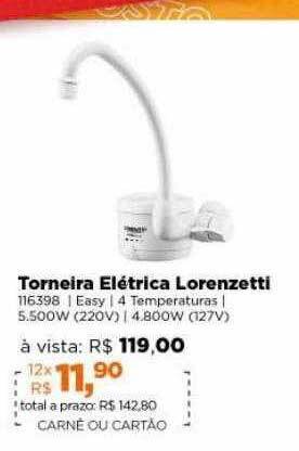 Lojas TaQi Torneira elétrica lorenzetti oferta