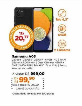 Lojas TaQi Samsung a03 oferta
