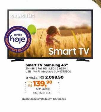 Lojas TaQi Smart tv samsung 43 oferta