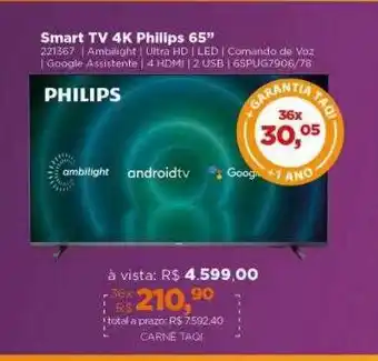 Lojas TaQi Smart tv 4k philips 65 oferta
