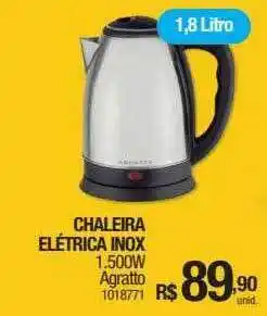 Chaleira elétrica inox 1500w agratto