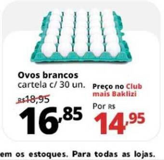 Supermercados Baklizi Ovos brancos cartela c- 30 oferta