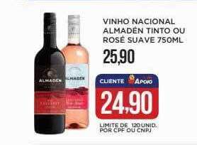 Apoio Mineiro Vinho nacional almadén tinto ou rosé suave oferta
