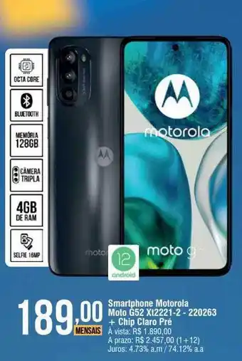 Berlanda Smartphone motorola moto g52 xi2221-2 - 220263 + chip claro pré oferta