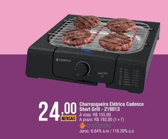 Churrasqueira elétrica cadence short grill