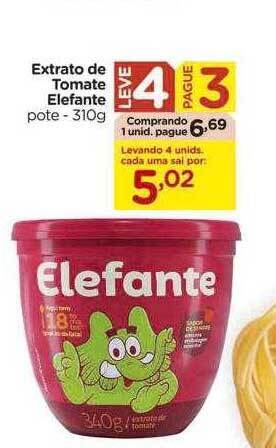 Carrefour Extrato de tomate elefante leve 4 pague 3 oferta