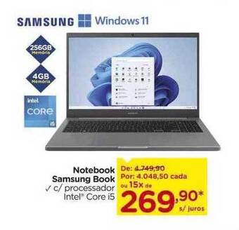 Carrefour Notebook samsung book oferta