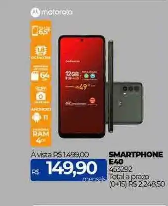 Lojas Certel Smartphone e40 oferta