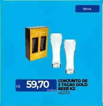 Lojas Certel Conjunto de 2 taças gold beer kz oferta