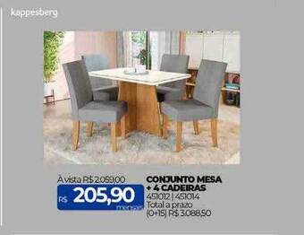 Lojas Certel Kappesberg conjunto mesa + 4 cadeiras oferta