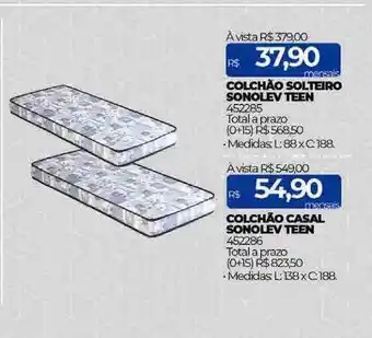 Lojas Certel Colchão solteiro sonolev teen colchão casal sonolev teen oferta