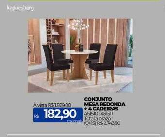 Lojas Certel Conjunto mesa redonda + 4 cadeiras kappesberg oferta