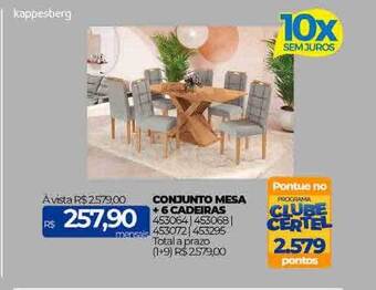 Lojas Certel Kappesberg conjunto mesa + 6 cadeiras oferta