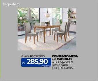 Lojas Certel Kappesberg conjunto mesa + 6 cadeiras oferta