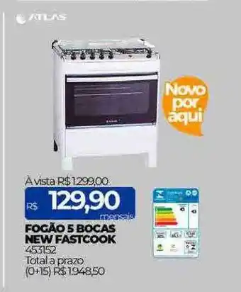 Fogão 5 bocas new fastcook