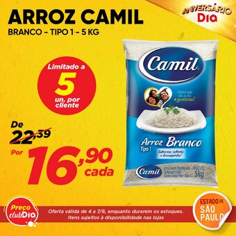 Dia Arroz Camil Branco Tipo 1 5kg oferta
