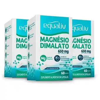 Pão de Açúcar Kit 3 magnésio dimalato equaliv 650mg 60 cápsulas oferta