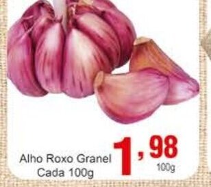 Rossi Supermercado Alho Roxo Granel cada 100g oferta