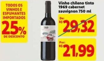 Extra Supermercado Vinho Chileno Tinto 1969 cabernet sauvignon 750ml oferta