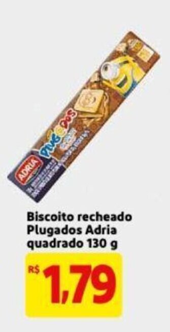 Biscoito Recheado Plugados Adria Quadrado 130g