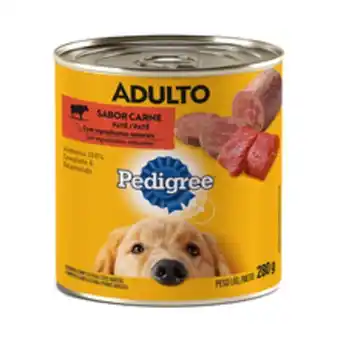 Supermercados Pague Menos Ração úmida para cães adultos pedigree patê de carne 280g oferta