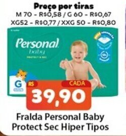 Fralda Personal Baby Protect Sec hiper tipos