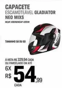 Capacete escamoteável gladiator neo mixs