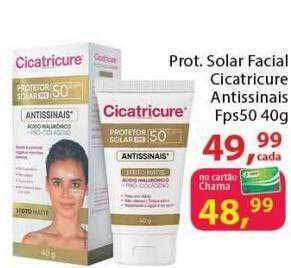 Chama Supermercados Prot. solar facial cicatricure antissinais fps50 oferta