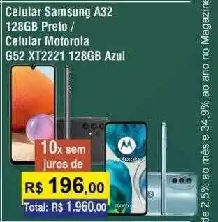 Celular samsung a32 128gb preto - celular motorola g52 xt2221 128gb azul