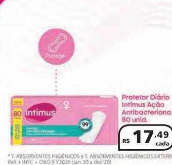 Drogasmil Protetor diário intimus ação antibacteriana oferta