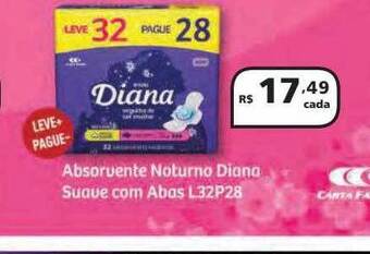 Absorvente noturno diana suave com abas l32p28