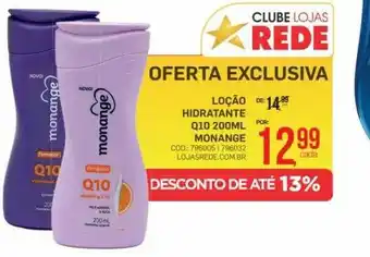 Lojas Rede Loção hidratante q10 monange oferta