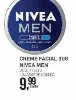 Lojas Rede Creme facial nivea men oferta