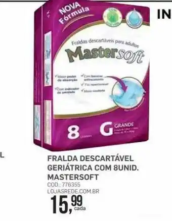 Fralda descartavel geriátrica com 8 mastersoft