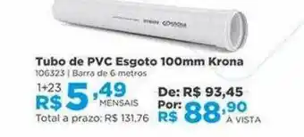 Tubo de pvc esgoto 100mm krona