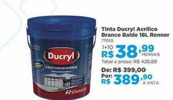 Lojas Solar Tinta ducryl acrilico branco balde 18l renner oferta