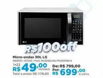 Lojas Solar Micro-ondas 30l lg oferta