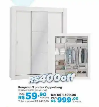 Lojas Solar Roupeiro 3 portas kappesberg mod: j563 oferta