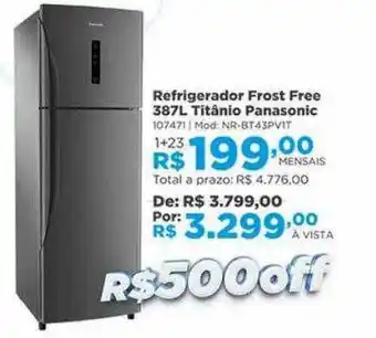 Refrigerador frost free 387l titânio panasonic