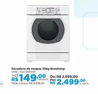 Lojas Solar Secadora de roupas 10kg brastemp oferta