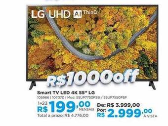 Lojas Solar Smart tv led 4k 55 oferta