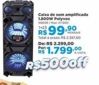 Lojas Solar Caixa de som amplificada 1.800w polyvox oferta