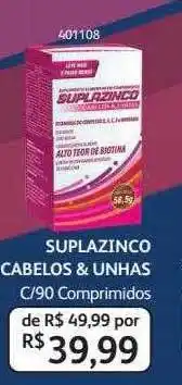 PoupaFarma Suplazinco cabelos & unhas c- 90 comprimidos oferta