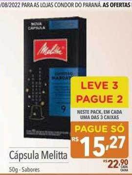 Supermercados Condor Cápsula melitta leve 3 pague 2 oferta