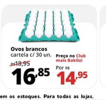 Supermercados Baklizi Ovos brancos cartela c- 30 oferta